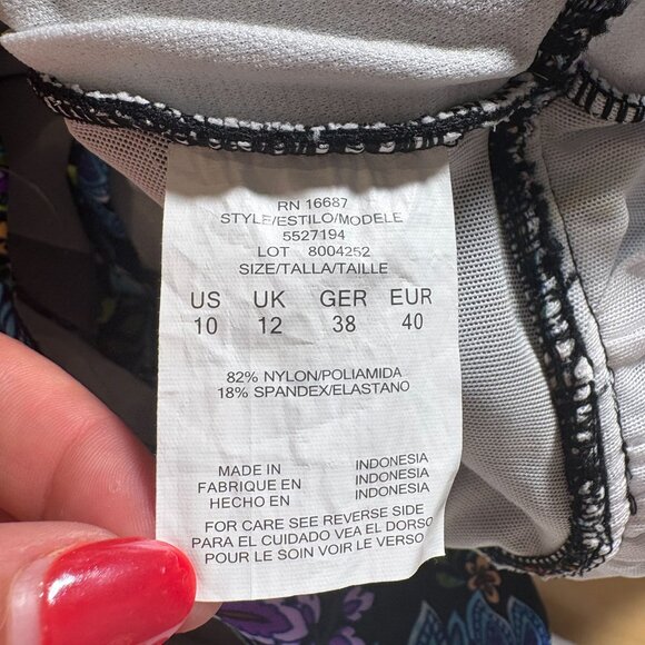 Swim Solutions Floral V-Neck Tummy Control Ruffle Swimdress Women's Size 10 NWT! - Picture 5 of 8